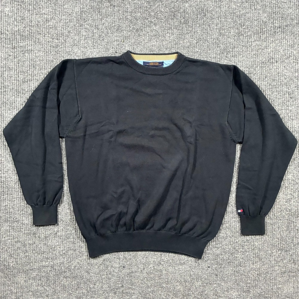 Tommy Hilfiger Golf Sweatshirt Mens Size M Black Crewneck Pullover‎ Classic Logo